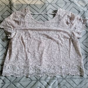 Victoria's Secret Beige Back Cutout Floral Lace Crop Top Cottage Festival Size M